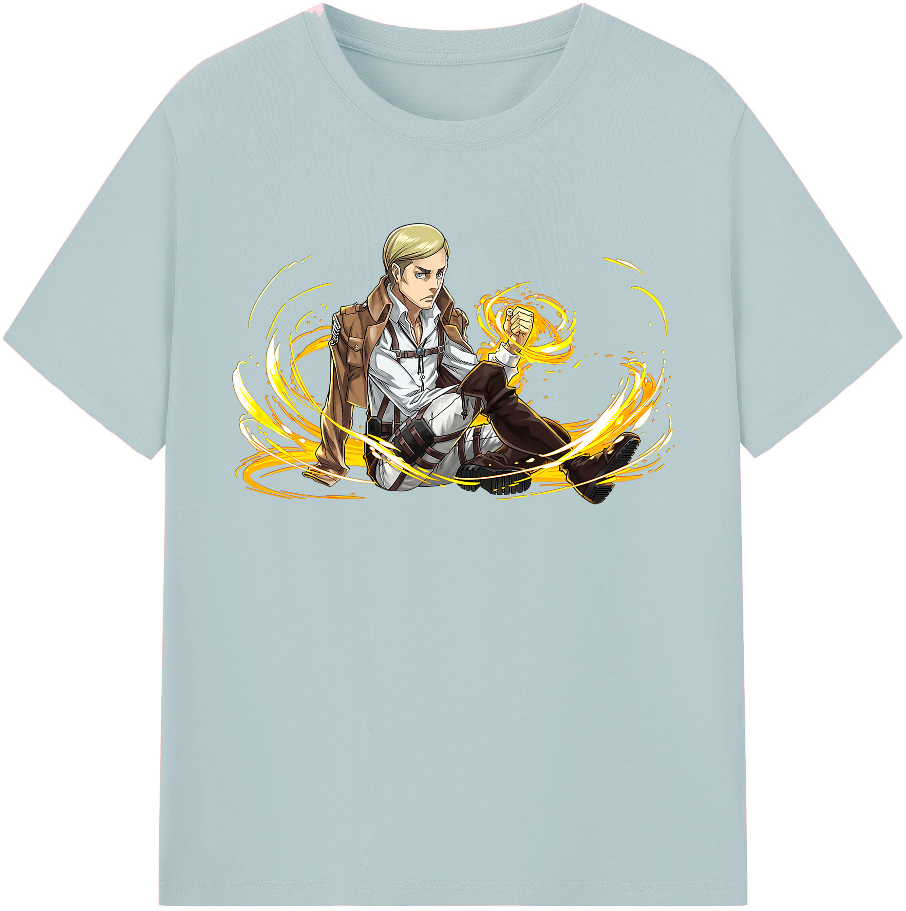 （画像用） 進撃の巨人 エルヴィン・スミス Attack on Titan Erwin Smith 綿100％半袖Tシャツ（フロントプリント）